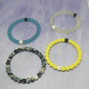 Lokai Set Of 4 Bracelets Camo-Yellow-Clear-Blue